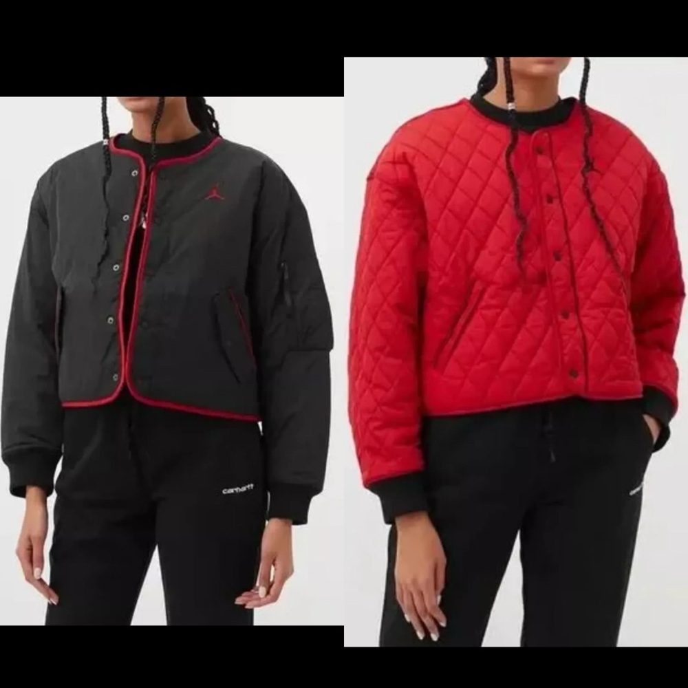 Nike Jordan Women’s Quilted Reversible Jacket Black Red Size M NEW